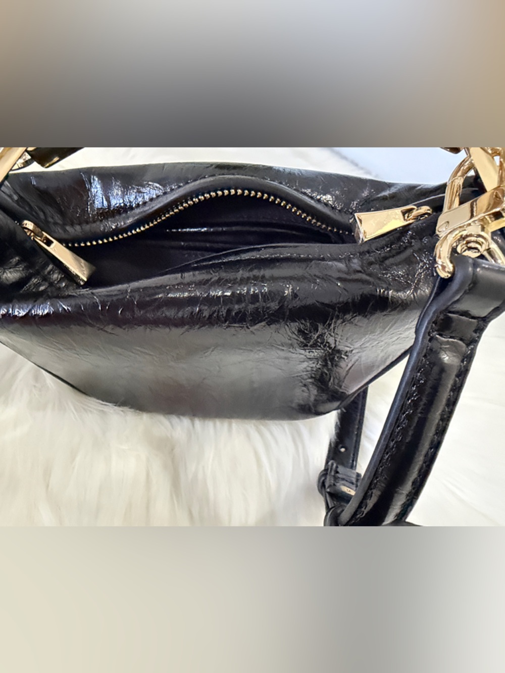 Zara Mini Bucket Bag with Metallic Gold Handle with storage bag - Picture 2 of 14